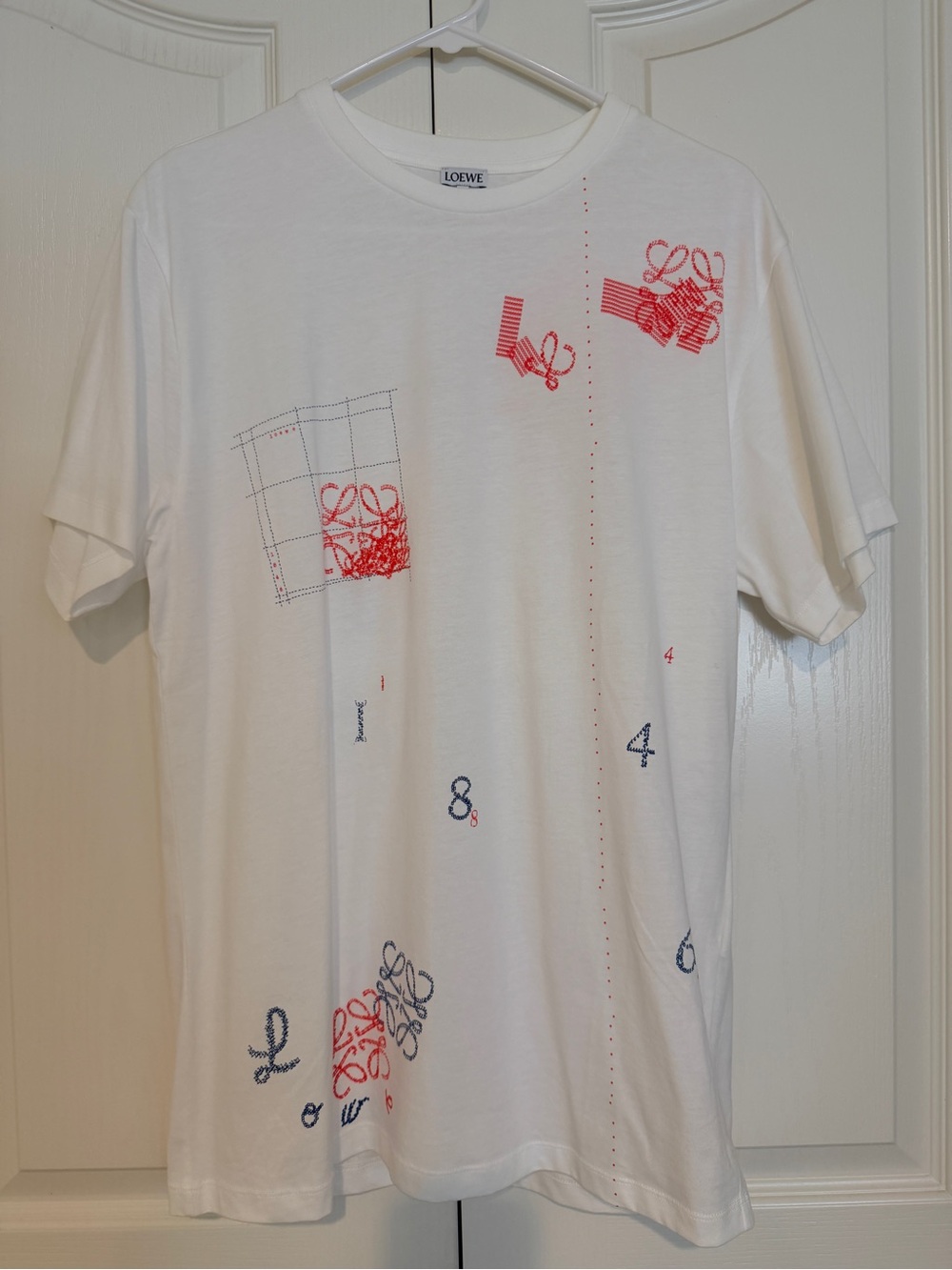 LOEWE Men's Letters Graphic T-Shirt White Size S NWT Made in Portugal